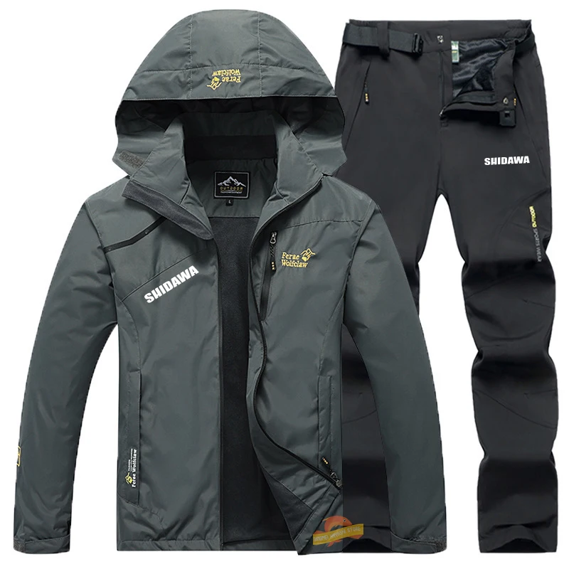 

Men's Spring Autumn Thin Jacket Fishing Suits Outdoor Sports Set Slim Windproof Waterproof Hiking Pants Camping Fishing Clothes