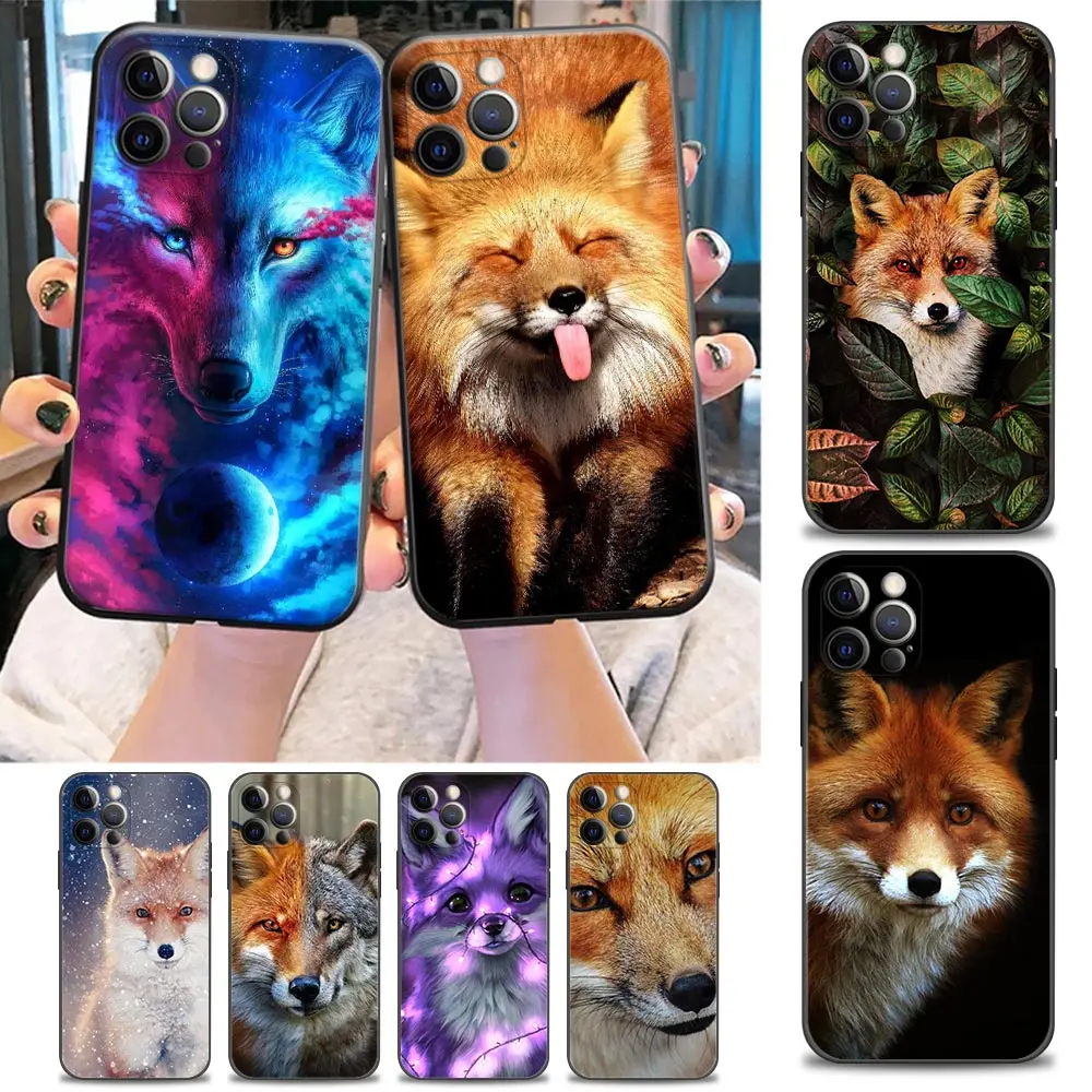 

Cute Fox Animal Fundas Phone Case For iPhone 11 12 13 14 Pro Max Mini XR Xs SE 2020 6 7 8 Plus Cases Silicone Back Cover Foxs