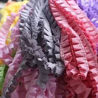 10 colors pleated plaid lace webbing diy child clothing fluffy skirt home textile storage basket cat dog scarf sewing decoration