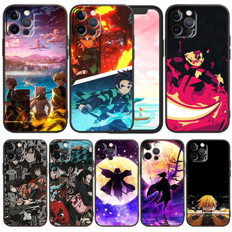

Anime Art Demon Slayer For Apple iPhone 13 12 Mini 11 XS Pro Max X XR 8 7 6 Plus SE 2020 5 Funda Capa Black Soft Phone Case
