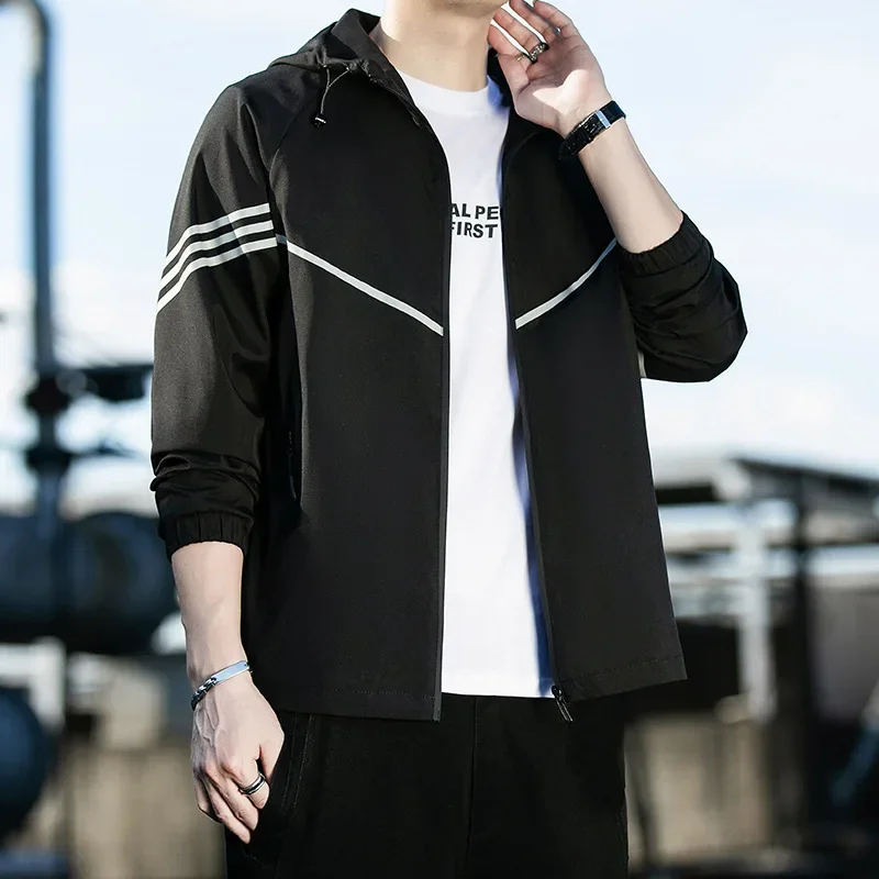 Повседневная мужская куртка 2022 осенняя модная свободного кроя с капюшоном