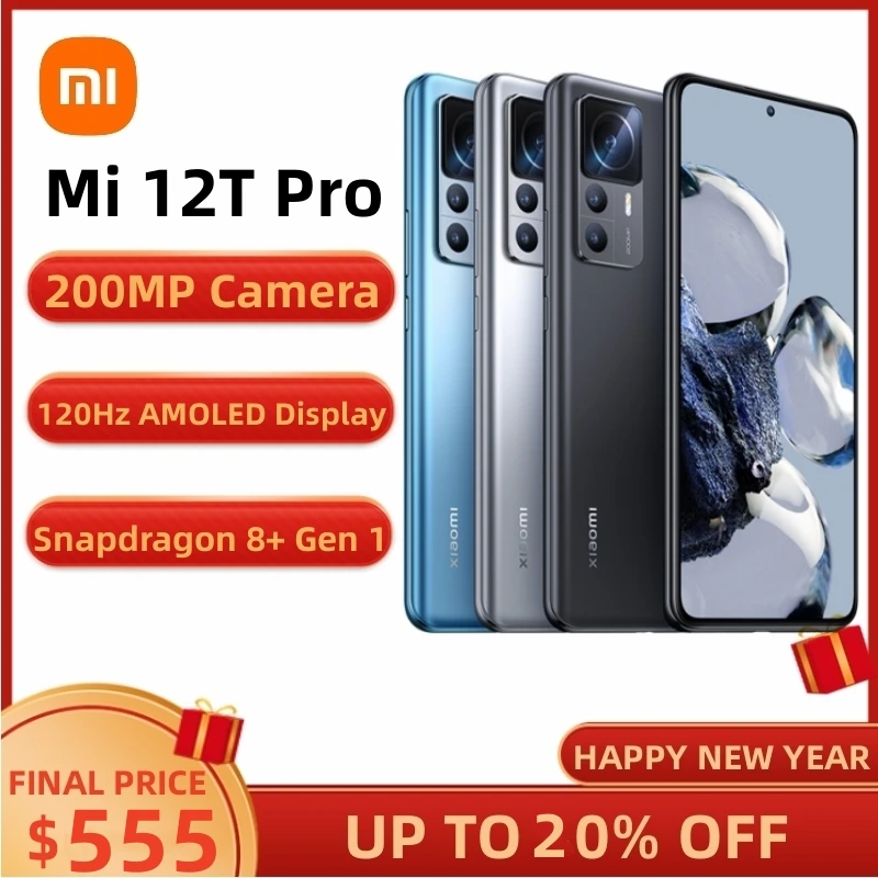 

Global Version Xiaomi 12T Pro Smartphone 8/12GB+256GB Snapdragon 8+ Gen 1 200MP Camera 120Hz Display 120W Charge