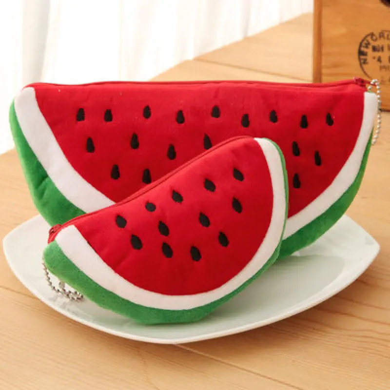

Watermelon Pencil Case Cute Fruit Kawaii Plush Large Capacity Pencil Bag Cosmetics Case For Kids Gift School Suppli Stationery