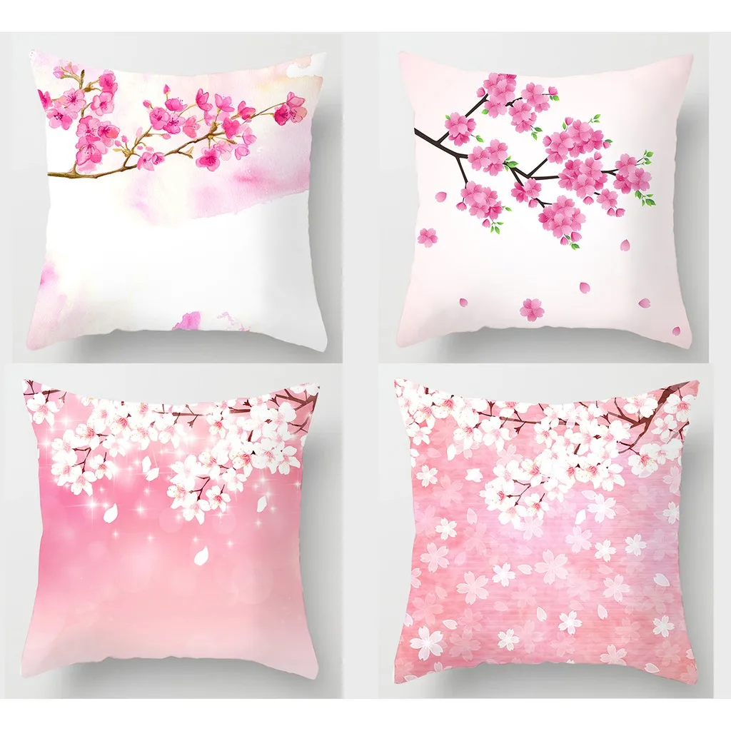 

Pink Flowers Square pillow case,Soft cushion cover.Living room/Bedding cushion pillow.