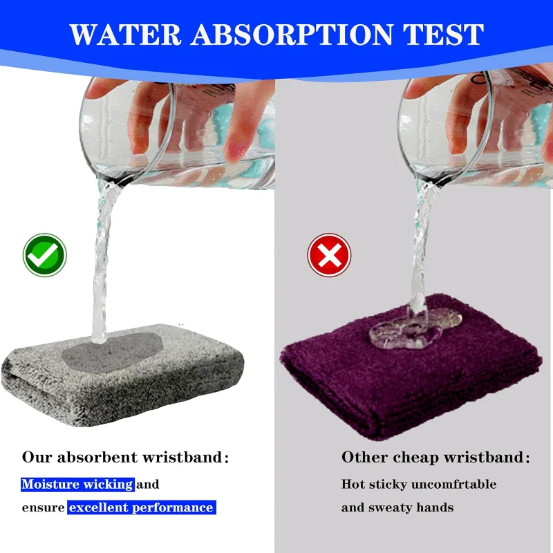 Фото New Breathable Cotton Wristband Set for Men and Women Sweat Absorbent Wrist Sweatbands for Tennis Football Basketball Running №5