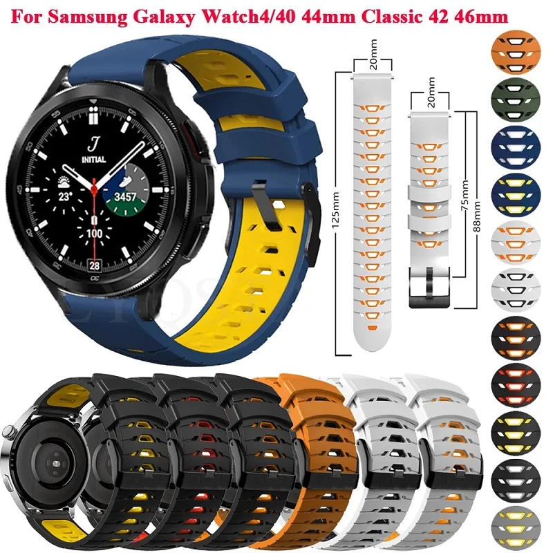 

New 20mm Strap for Samsung Galaxy 4 44mm 40mm Smart Watch Strap Galaxy Watch Classic 4 46mm42mm Silicone Sports Correa Wristband