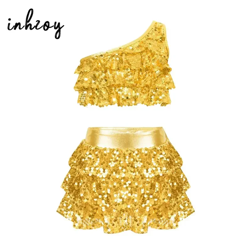 Детские блестящие металлические блестки для девочек джазовые наряды латинских