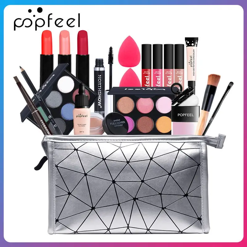 

Make Up Female Cosmetics Kit Concealer Lip Gloss Foundation Base Maquillaje Cosmetic Mascara Powder Eyeshadow Palette Makeup Set
