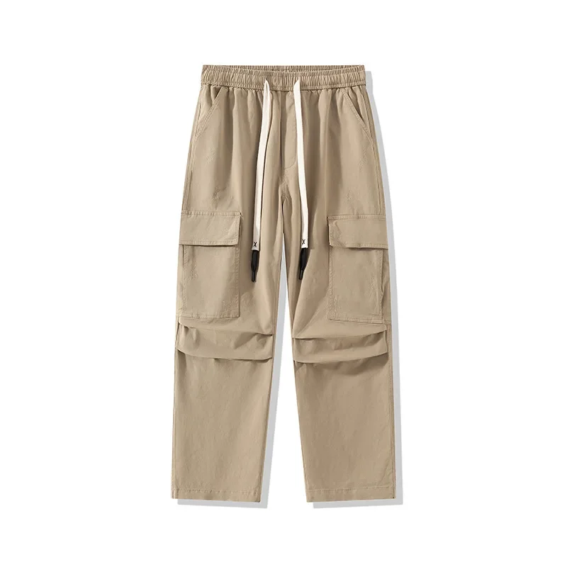 Plus Size American Style Workwear Pants Men's Spring Autumn Loose Straight Wide Leg Casual Trousers Trendy