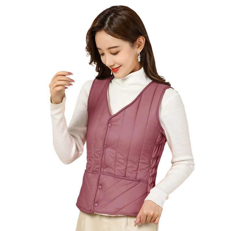 

Women's Winter Warm Increase Thickening And Velvet Middle-aged And Elderly Women's Inner Waistcoat Lamb Wool Cotton Vest