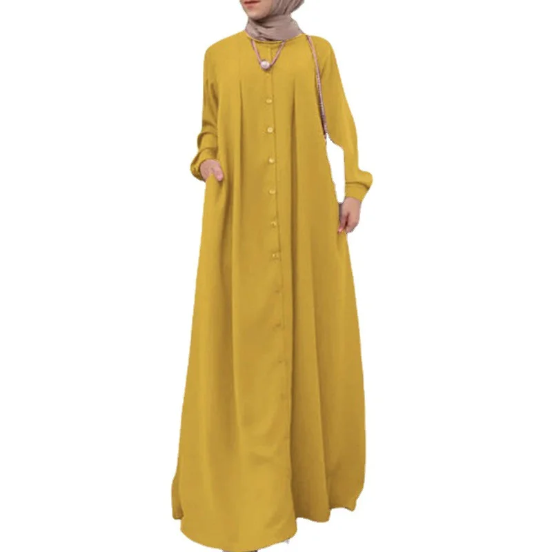 Muslim long dress plus size women's summer and autumn loose temperament commuter long robe dress