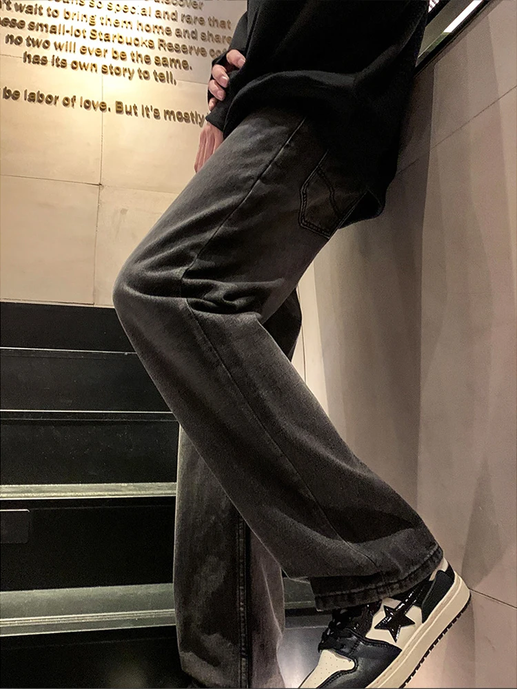 New Men's Hip -hop Street Wide -leg Jeans Men's American Retro Loose Straight Pants Casual Men's Clothes Ins -selling Clothing