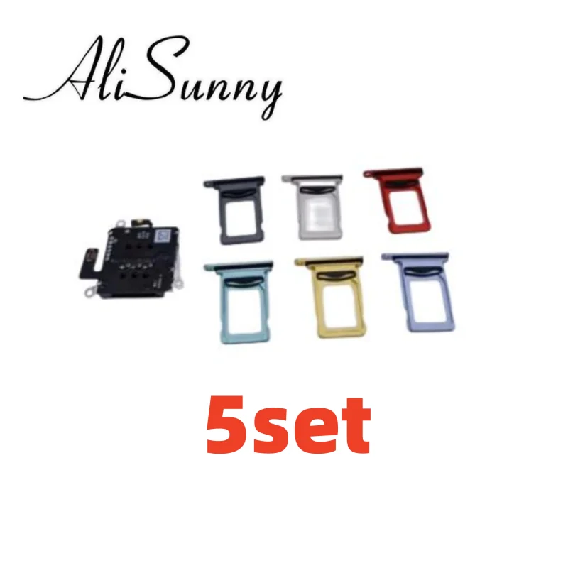 

AliSunny 5set Dual Sim Card Socket Flex Cable + Tray Slot Holder Adapter for iPhone 11 12 Pro Max XR XSMax Reader Parts