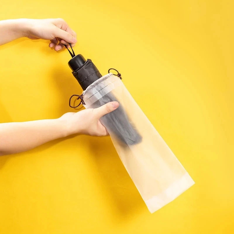 

Matte Translucent Plastic Bag Umbrella Storage Bag Reusable Portable Umbrella Drawstring Storage Cover Home Storage Organizer