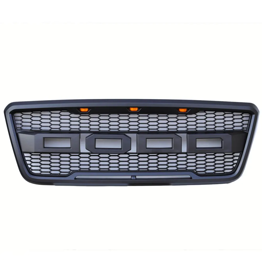 Black Front Grille Bumper Grille Fit For FORD F150 2004-2008 With Led Light