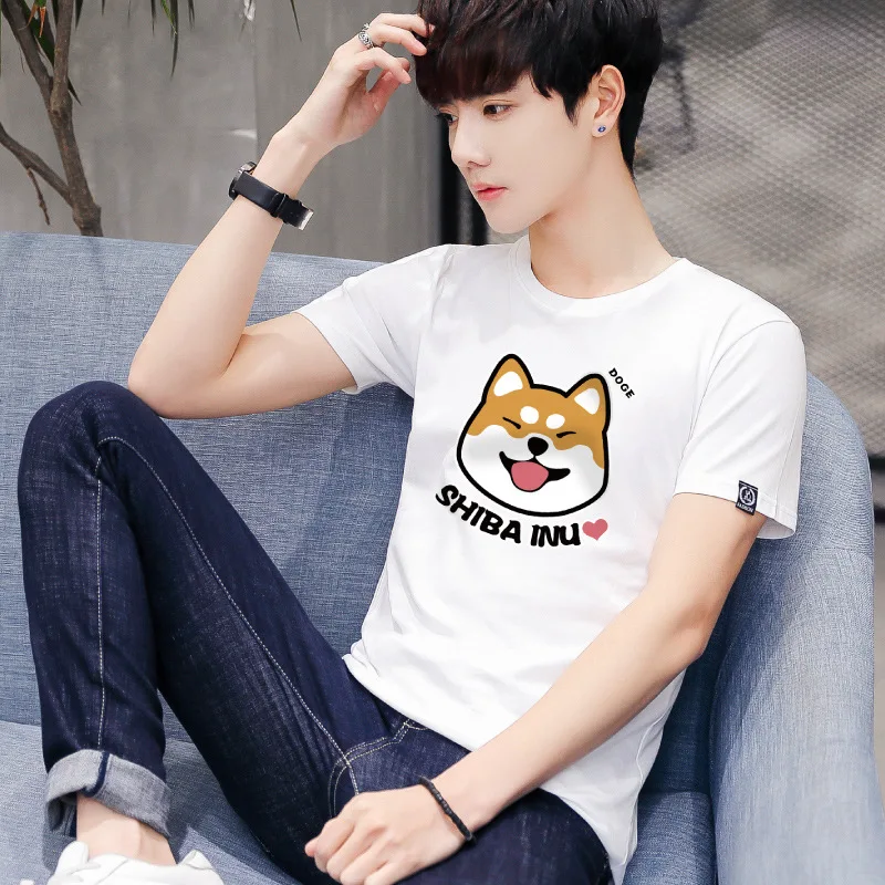 

8835 100% cotton digging the moon print funny mens o-neck t shirts fashion men's tops men T-shirt cool men tshirt male men tee