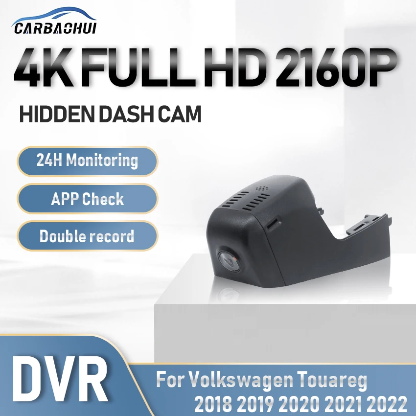 Car DVR Dash Cam 4K Camera Wifi APP 24H Parking record UHD Night Vision Driving Video Recorder For Volkswagen Touareg 2018-2022