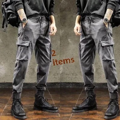 Trendy Brand Men's Casual Cargo Pants Spring Autumn Winter Seasonal Style Loose Fit Work Trousers Non-pretreated Fabric