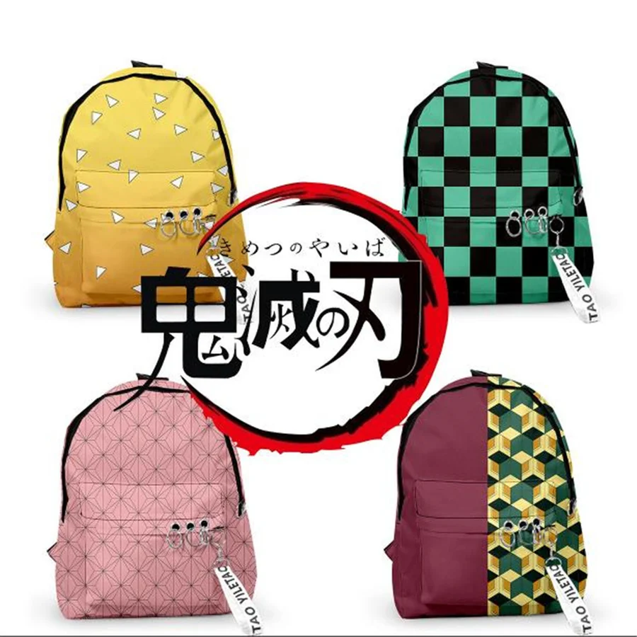 Demon Slayer: Kimetsu No Yaiba Backpack Canvas Bag  Kamado Tanjirou Nezuko School Bags Travel Bag Notebook Bags for Students