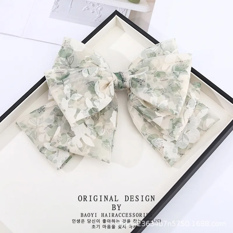 Винтажные большие банты для волос милые заколки атласные двухслойные с