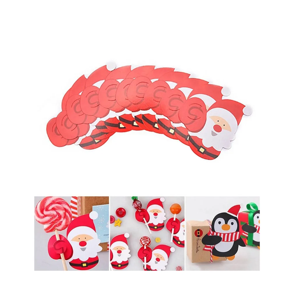 

50pcs Santa Claus Lollipop Paper Christmas DIY Candy Decoration Xmas Birthday Party Supplies for Kids (Red)