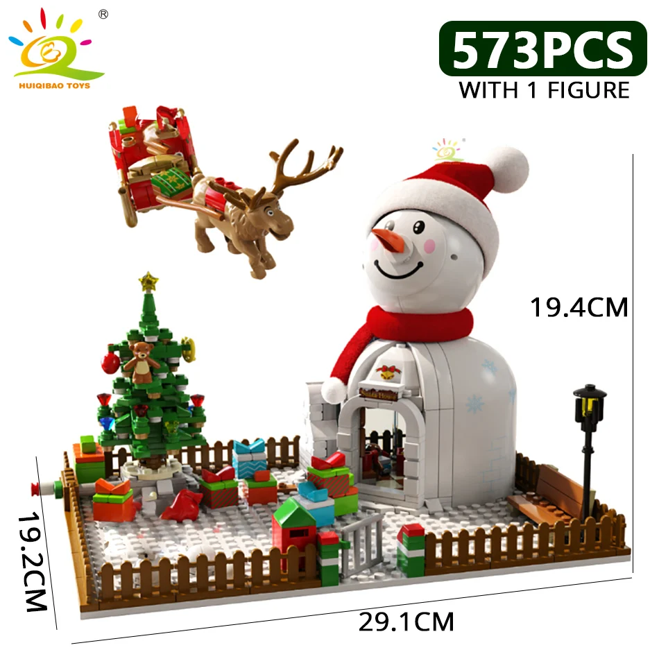 HUIQIBAO Санта Клаус рождественские серии строительные блоки с фигурами дерево Лось
