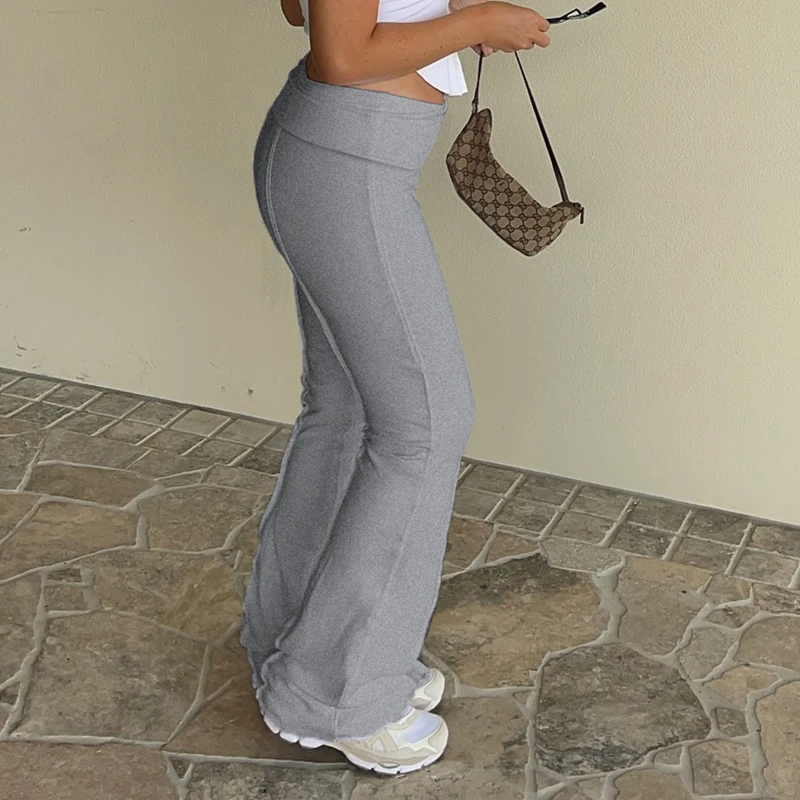 CIBBAR Однотонные Леггинсы Повседневная Уличная Одежда Y2K Женские Брюки Для Фитнеса