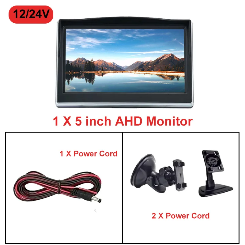 5-дюймовый экран AHD/CVBS IPS Автомобильный монитор ЖК-дисплей для автомобиля 1080P/720P Резервная камера заднего вида CCTV Домашнее охранное наблюдение