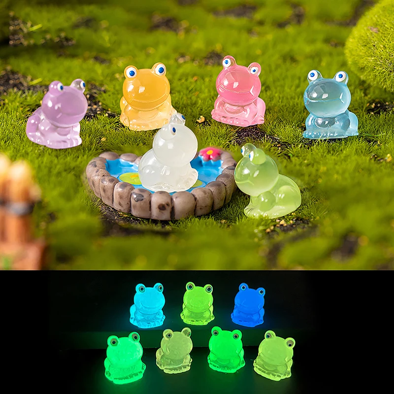 

1/5pcs Mini Resin Luminous Cartoon Frog Decoration Car Dashboard Home Ornaments