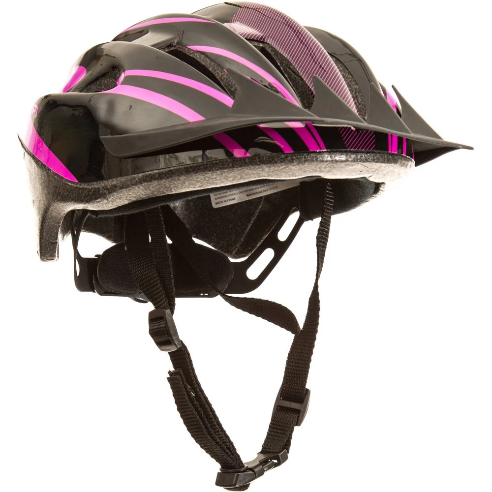 

18-Vent Cycling Helmet with ABS Shell and Detachable Visor, Black and Pink