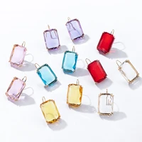 rectangle geometric gemstone pendant earrings for women korean simple design style ear hook dangle earrings girls summer jewelry
