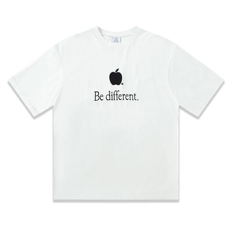 

23Fw Vetements t-shirt High Quality Embroidery Apple Logo Washed Aged Destroyed Loose Mens Womens Oversized VTM T-shirt Tops