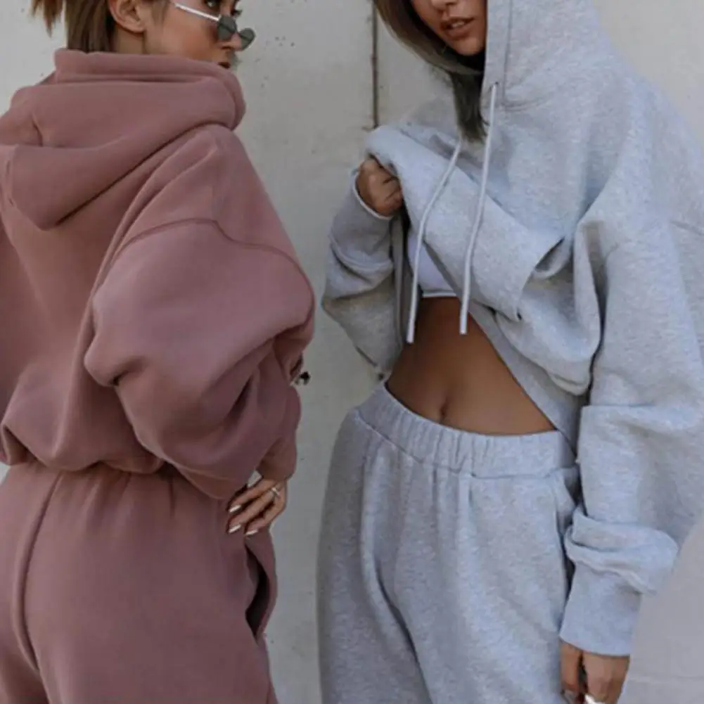 

Trendy Lady Autumn Tracksuit Two Piece Set Hooded Casual Oversized Fall Hoodie Pants Set Fall Hoodie Pants Set Keep Warm