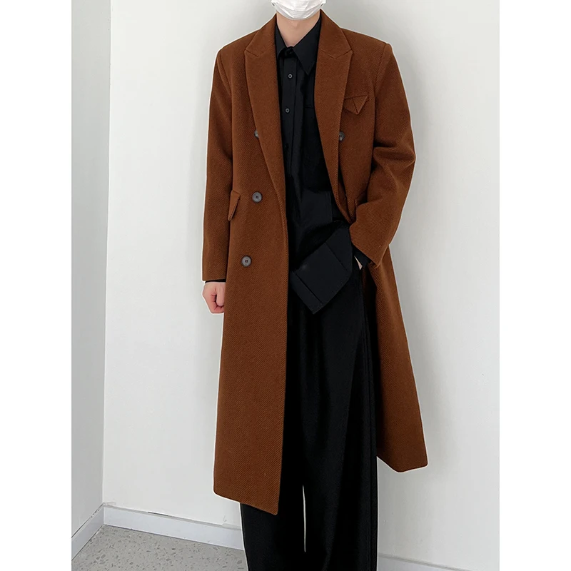 

Мужская теплая парка из смешанной шерсти, длинная свободная ветровка большого размера, 2 цвета, для зимы, 2022