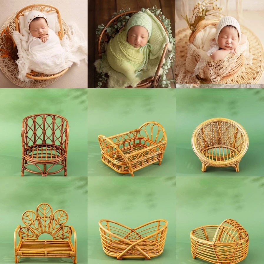 Bed Retro Basket Baby Photography Props Container Infant Pose Shooting Studio Accessories