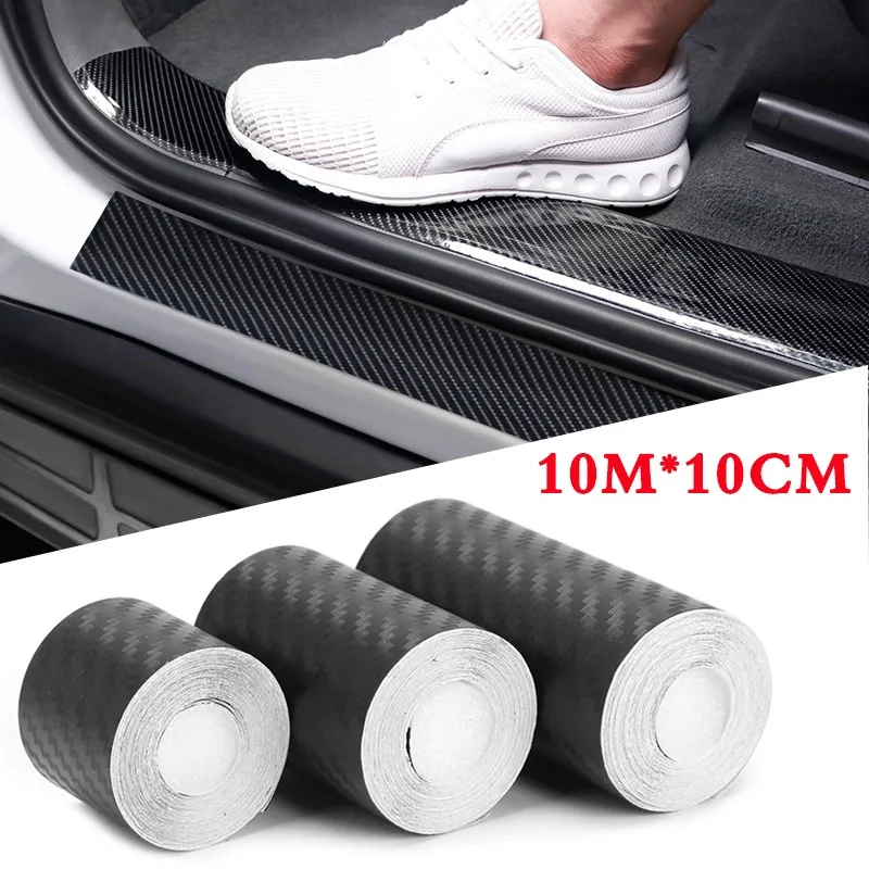

Наклейка из углеродного волокна для автомобиля, наклейка для защиты от царапин, водонепроницаемая самодельная лента для бокового зеркала на порог автомобиля, защитная пленка 10/5 м