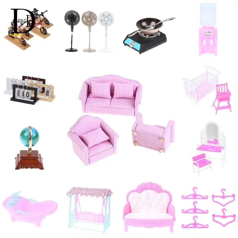 1/12 диван с подушкой веер календарь для кроватки Женский декор кукольного домика