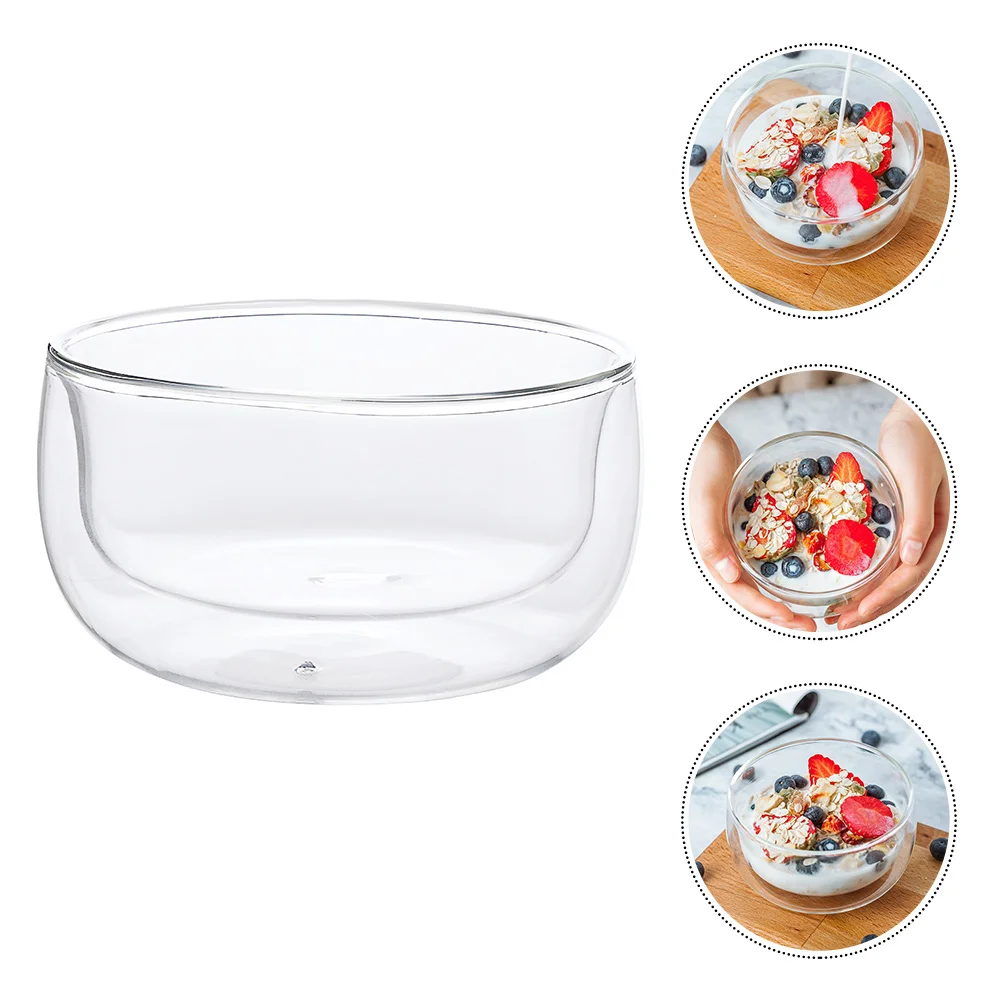 

Bowl Bowls Dessert Serving Salad Double Transparent Container Clear Soup Mixing Fruit Cream Ice Layer Cereal Ramekins Snack