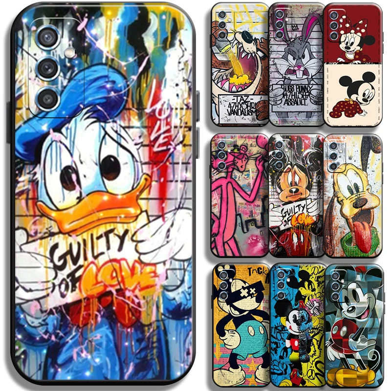 

Disney Mickey Duck Graffiti Phone Case For Samsung Galaxy M52 Shockproof Coque Back Shell TPU Funda Soft Carcasa Cases