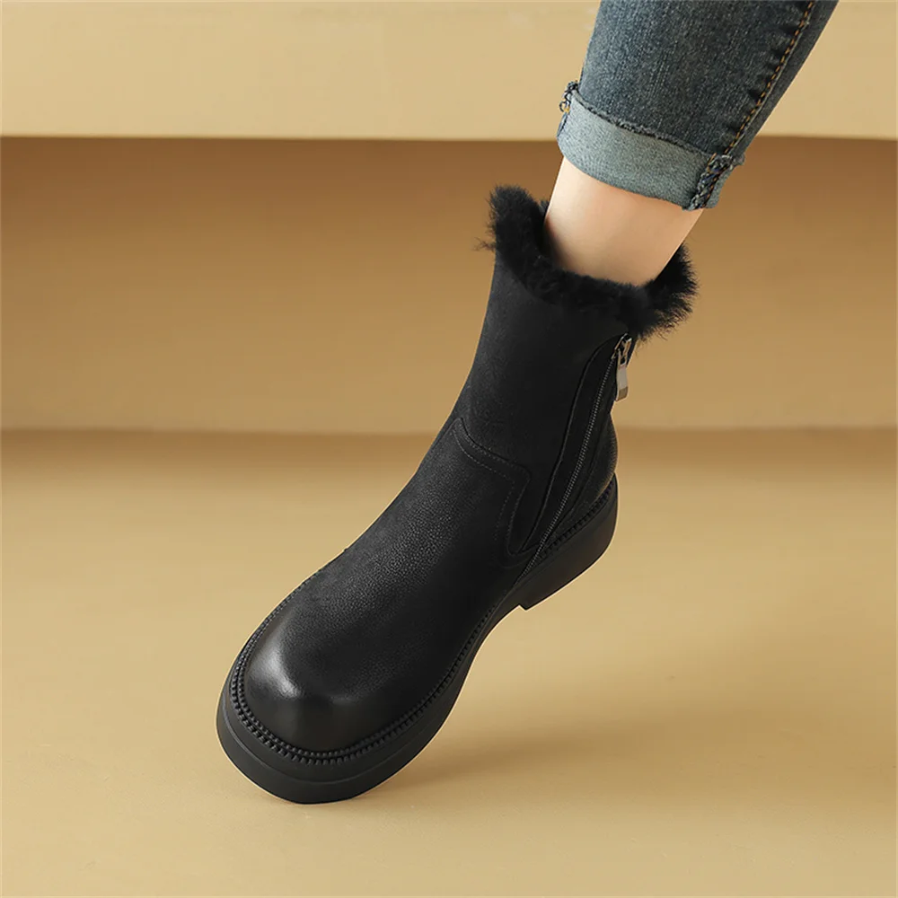 FEDONAS модные теплые женские ботильоны из натуральной кожи шерстяные зимние