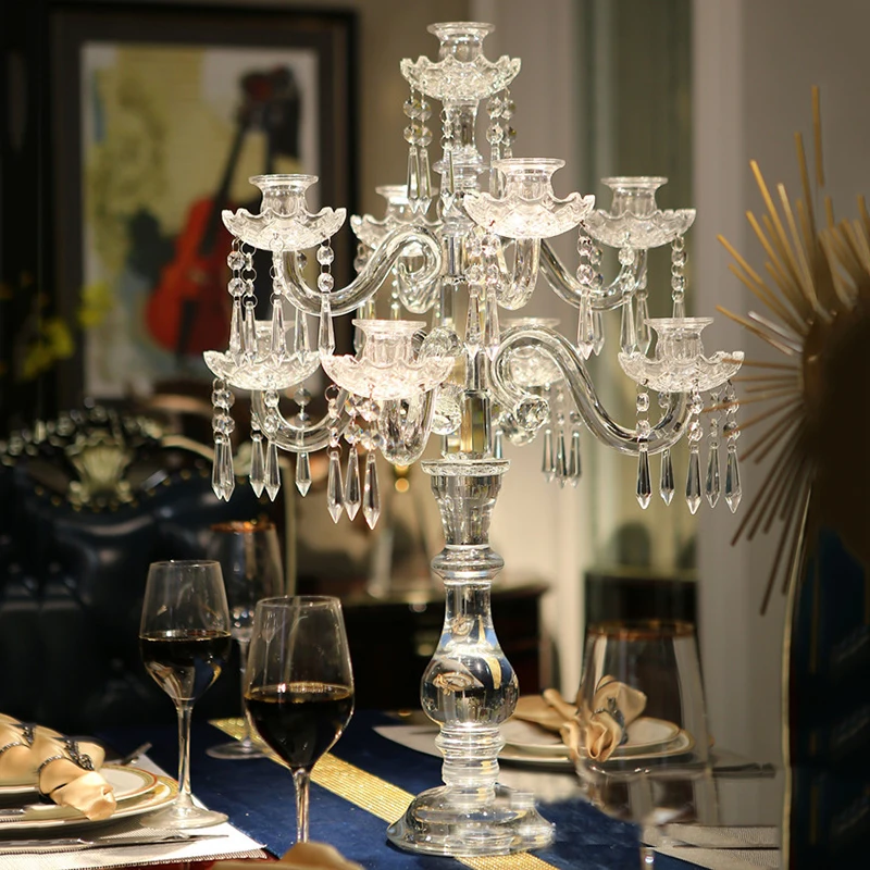 

Home Candelabra Luxury Crystal Candlestick Wedding Crystal Candle Holder