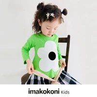 imakokoni original childrens clothing buds green stickers t shirt cotton pullover spring 22822 parent child japanese