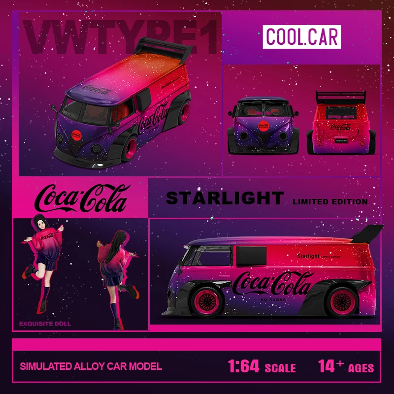 

CooLCar 1:64 T1 Van мини-автобус звездный свет Love & Peace модель автомобиля