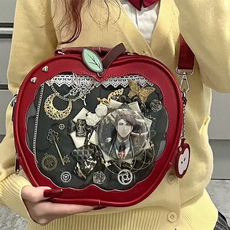 Фото Креативная женская сумка-рюкзак Apple Ita Bag Original Cute Kawaii с пятиконечной звездой, уличная мода, сумка через плечо в стиле Харадзюку для девушек №4