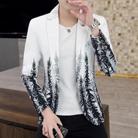 dybzacq 2022 mens autumn new slim fit long sleeved printed blazer youth fashion casual gradient color blazers s 3xl