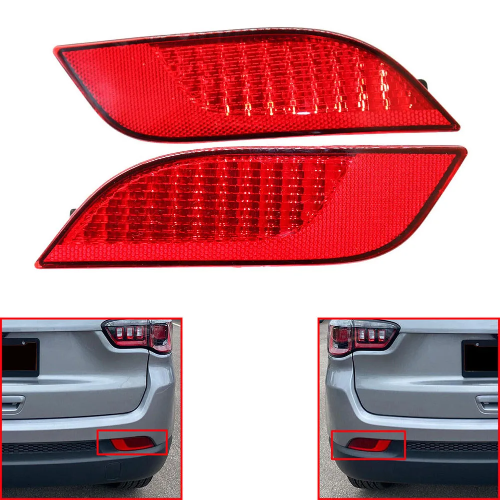 

2pcs Car Rear Bumper Reflector Light Left & Right For Jeep Compass 2017-2021 55112679AA , 55112678AA Reflective Light Bar
