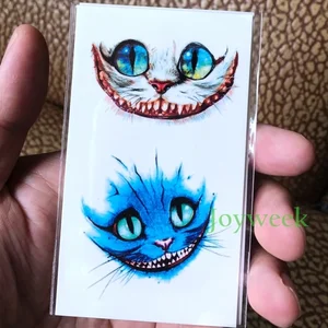 Временная тату-наклейка Алиса в стране чудес Чеширский кот чернильная живопись акварель флэш-тату поддельные тату для мужчин и женщин
