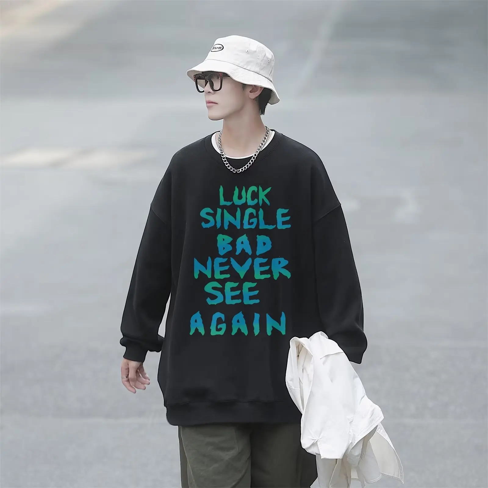 

2022 Autumn New Fashion Mens O-Neck Sweatshirts Fashion Sweater Hip Hop Hoodies Round Neck Loose Fall Casual Letter Print Cover