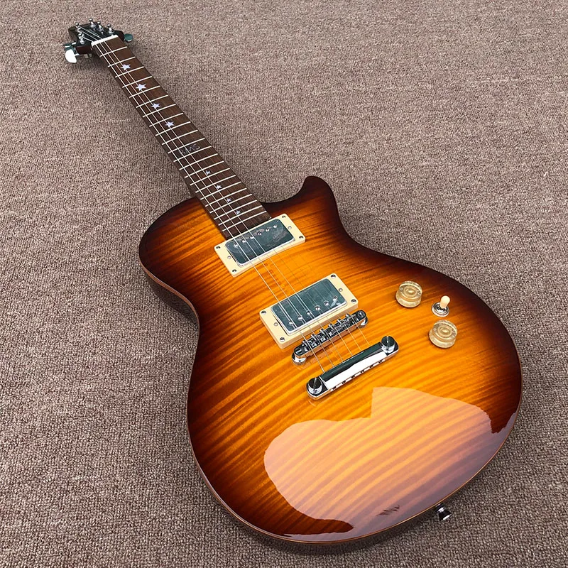 

Censtar electric guitar. Mahogany core body, tiger maple veneer, high quality, brown paint, guitar pack freight