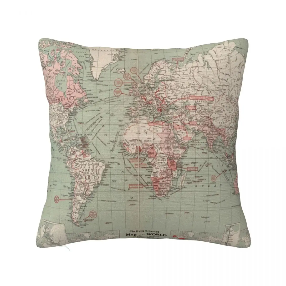 

Vintage Map Of The World 1918 World Map Pillowcase Cushion Cover Continents Of The World Throw Pillow Case Cover Home Zippered